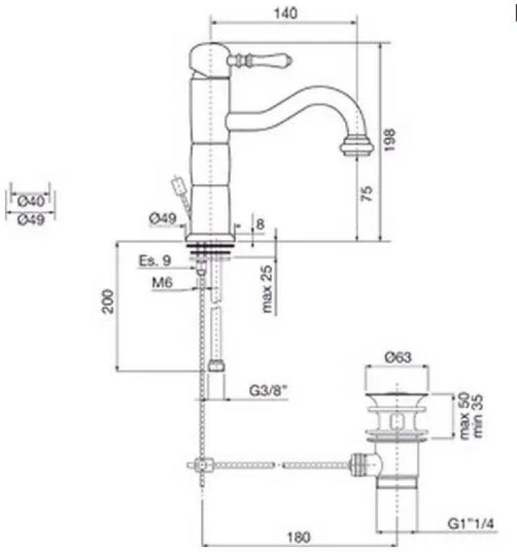 PB Classic klassieke wastafelkraan pilar chroom 1208592552
