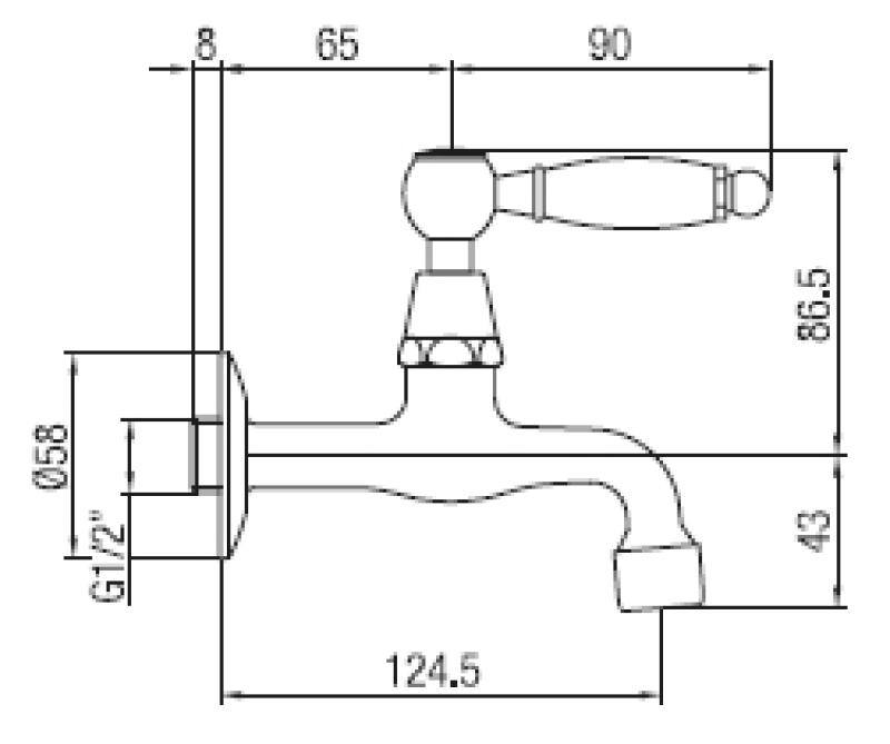 PB klassieke muur fonteinkraan met witte hendel koud water brons 1208853512