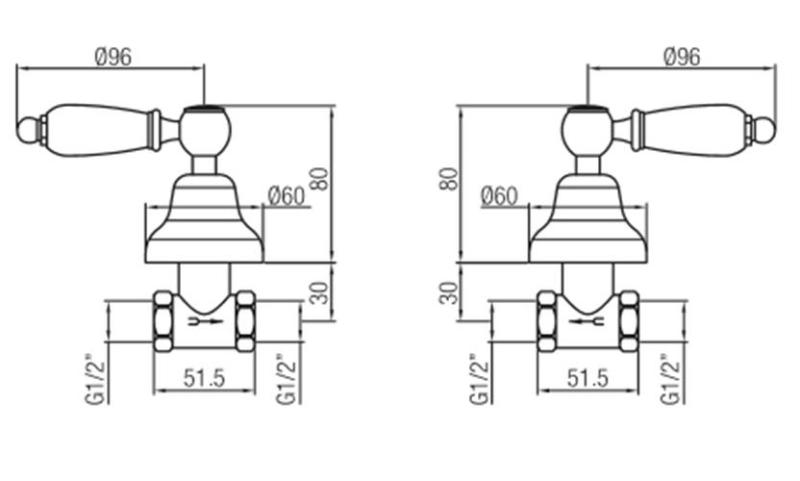 PB klassieke kraan inbouw doucheset met witte hendels Brons 1208854572