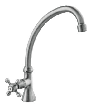 PB klassieke fonteinkraan met sterknop koud water met hoge uitloop brons 1208855662 - Productafbeelding 3