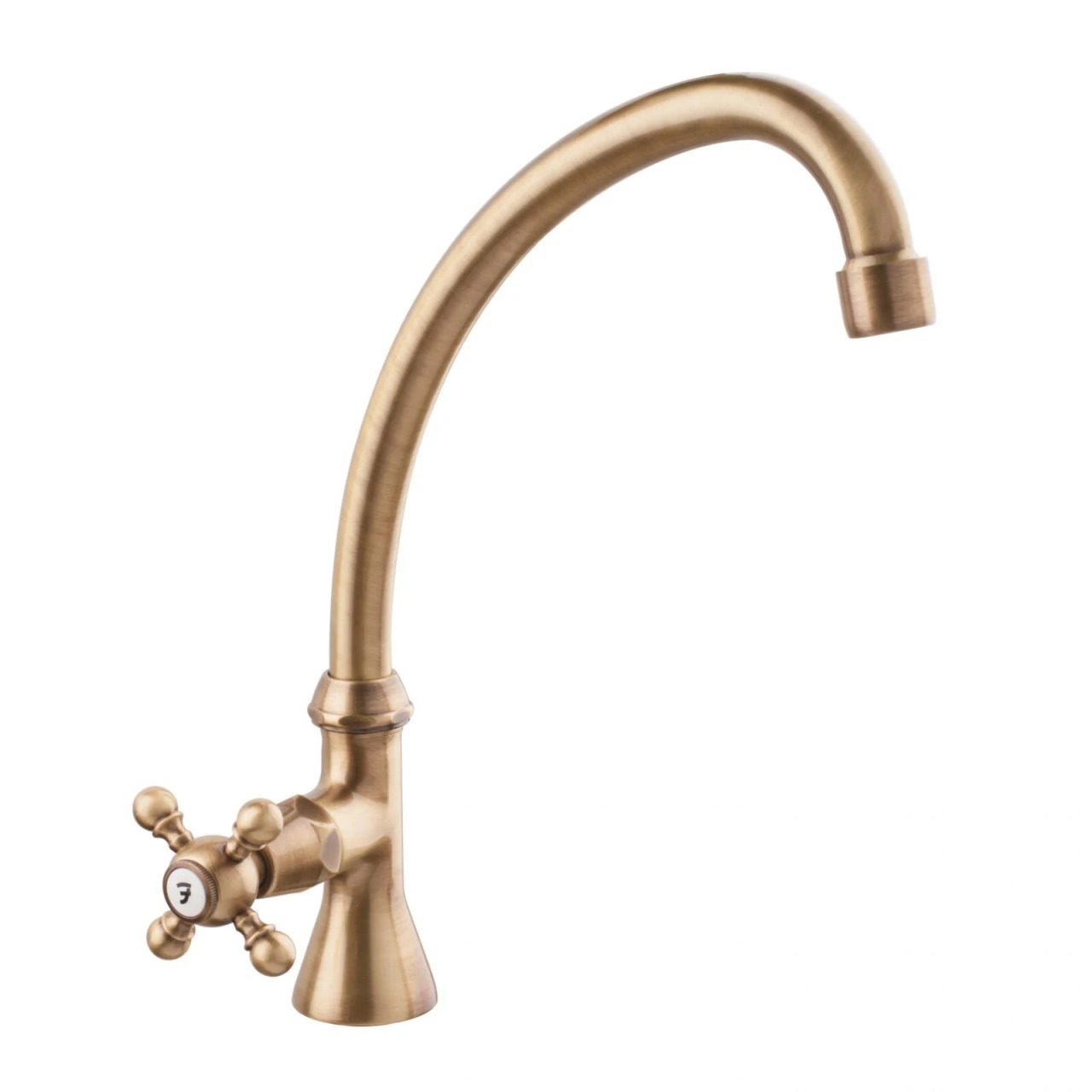 PB klassieke fonteinkraan met sterknop koud water met hoge uitloop brons 1208855662 - Productafbeelding 2