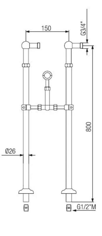 PB Vrijstaande badkraan nostalgisch sterknoppen Brons 6000