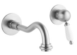 PB nostalgische inbouw wastafelmengkraan Vintage uitloop 21cm RVS