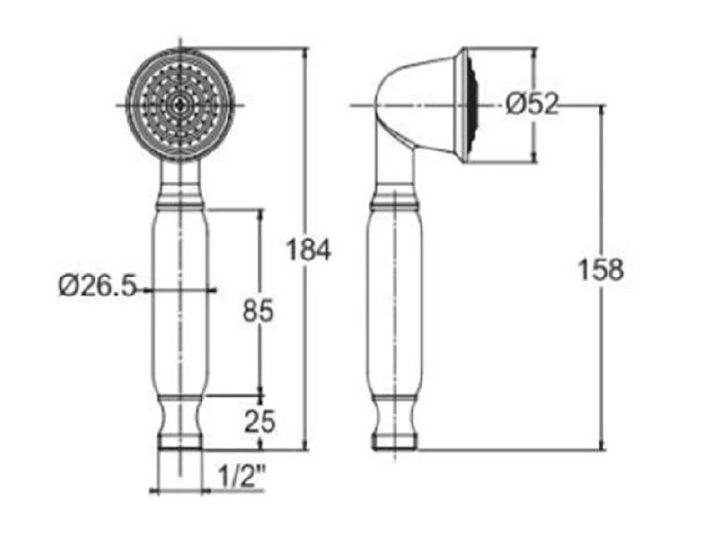 PB klassieke RVS handdouche met wit handvat 1208957105