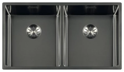 Lorreine Royal gun metal dubbele spoelbak 3434 cm vlakbouw onderbouw en opbouw 3434SP-GunMetal  1208957311