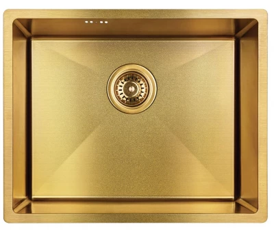 Aquadesign Sinks golden RVS spoelbak goud kleur PVD gold 50x40 onderbouw vlakbouw en opbouw 1208957698