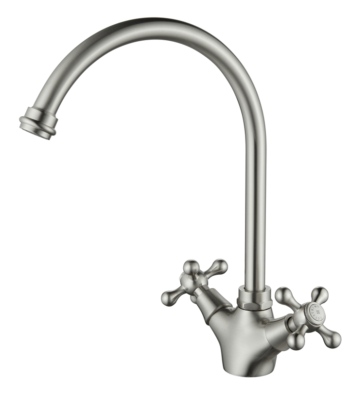 AquaTrimo Windsor klassieke keuken nostalgische keukenkraan met ronde uitloop rvs 21WS7652NM - Productafbeelding
