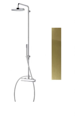 Waterevolution Flow douchecombinatie met thermostaat en regendouche PVD goud  White Gold T141TWGE