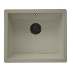 GraniteMy Universal granieten taupe spoelbak 50x40 cm opbouw onderbouw en vlakbouw met zwart plug 1208967224