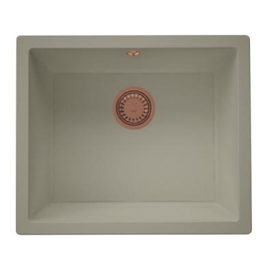 GraniteMy Universal granieten taupe spoelbak 50x40 cm opbouw onderbouw en vlakbouw met koperen plug 1208967225