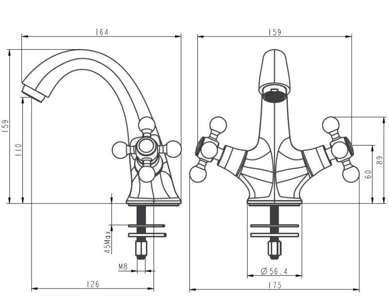 Aquanello Heritage Ascot Klassieke Nostalgische Wastafelmengkraan Chroom CR-4101-HA