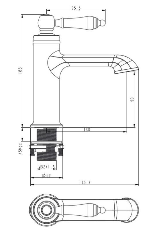 Aquanello Heritage Manor Klassieke Nostalgische Wastafelmengkraan Brons BN-1001-HM